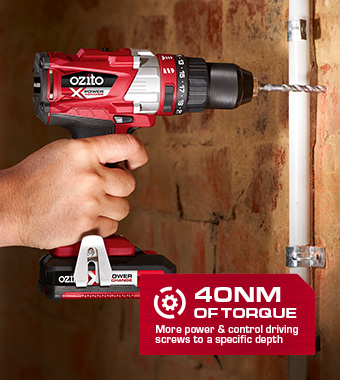40Nm Max. Torque Ozito PXBHS Cordless Torque Combi Drill Variable speed
