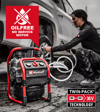 Einhell Professional SILENZZO 36/210 36v Twin-Pack Cordless Air Compressor Oil-free 8 bar