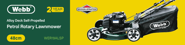 Webb WER19ALSP Petrol Alloy Deck
Rotary Lawnmower 480mm Webb WER19ALSP Petrol Alloy Deck Rotary Lawnmower 480mm