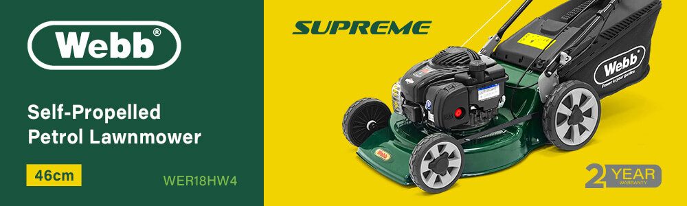 Webb Supreme WER18HW4
Self-Propelled Petrol Rotary Lawnmower 460mm Webb Supreme WER18HW4 Self Propelled Petrol Rotary Lawnmower