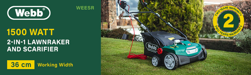Webb WEESR 2-in-1 Electric Lawnraker Lawn Raker Scarifier 1500W 36cm