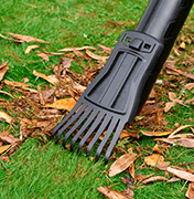 Raking attachment for gathering and dislodging stubborn debris Black Decker BEBLV301 Rake Attachment