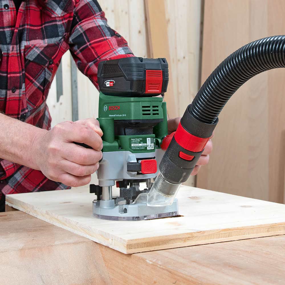 Bosch ADVANCEDTRIMROUTER 18V 8 P4A 18v Cordless Trim Router with Plunge Attachment Plunge Routers