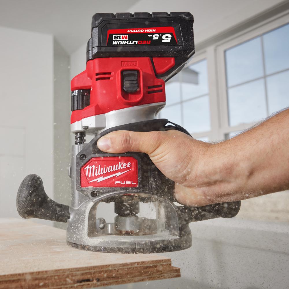 FormiPow Cordless Compact Router – Compatible With Milwaukee M18 Battery, Brushless 30,000 RPM, 5 Variable Speeds, Edge Guide Included – Woodworking (Bare Tool)