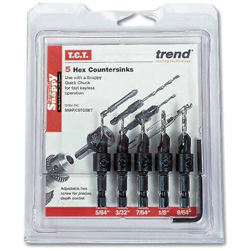 Trend Snappy 5 Piece TCT Drill Countersink for Wood Screws Countersinks