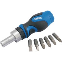 Draper 7 Piece Stubby Ratchet Screwdriver and Bit Set Draper 7 Piece Stubby Ratchet Screwdriver and Bit Set