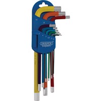 Draper Expert 9 Piece Long Arm Colour Coded Hex Key Set