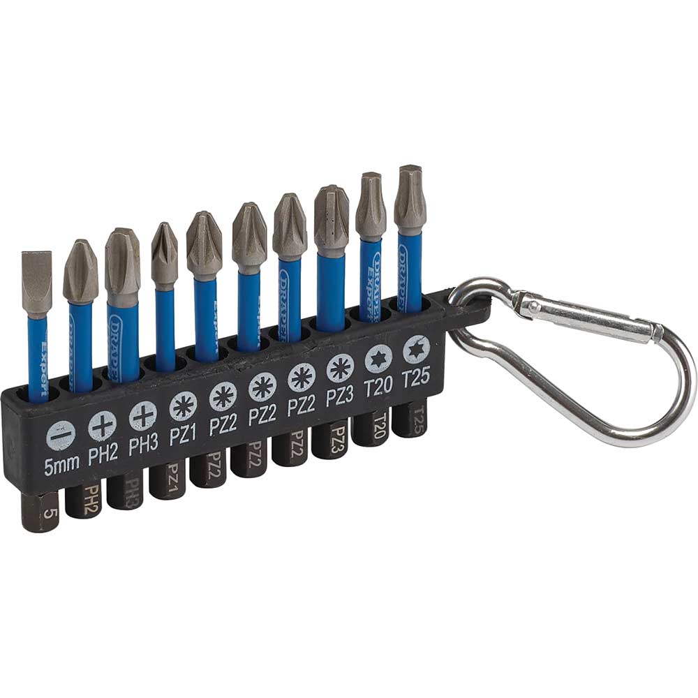 Draper Expert Piece Keyring Impact Screwdriver Bit Set Size 10