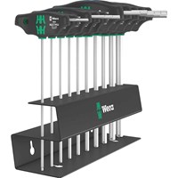 Wera 10 Piece 454/10 HF Set Imperial 2 Hex-Plus T-Handle Set and Rack