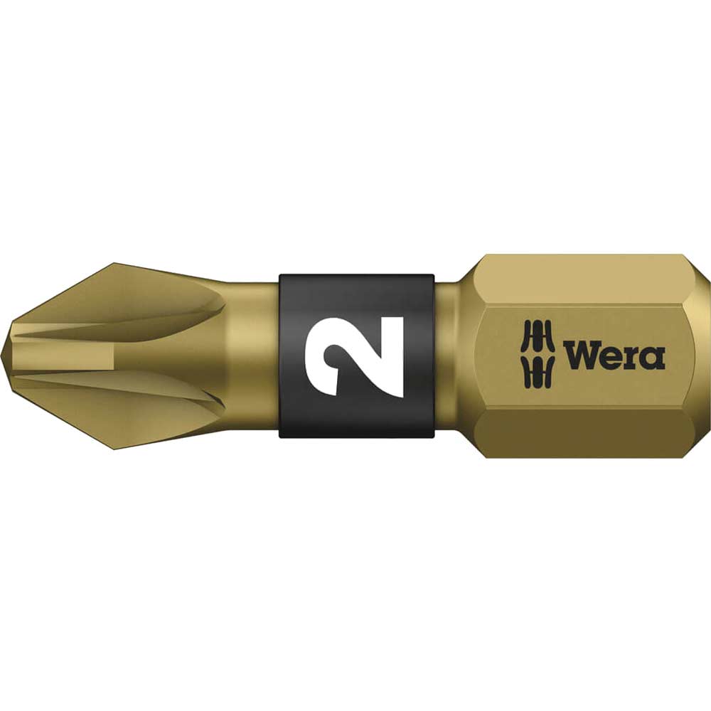 Wera Bitorsion Extra Hard Pozi Screwdriver Bits Pz2 25Mm Pack Of Size 1