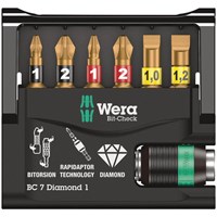 Wera 7 Piece Bit-Check Diamond Bitorsion Screwdriver Bit and Holder Set Wera 7 Piece Bit-Check Diamond Bitorsion Screwdriver Bit and Holder Set