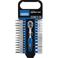 Draper 27 Piece 1/4" Drive Hex Socket and Socket Bit Set Metric