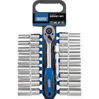 Draper 20 Piece 1/2" Drive Deep Hex Socket Set Metric and Imperial Draper 20 Piece 1/2" Drive Deep Hex Socket Set Metric and Imperial
