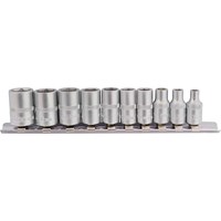Draper 10 Piece 1/4" Drive Hex Socket Set Metric on Rail