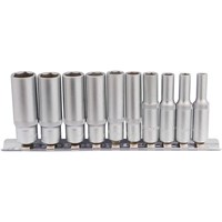 Draper 10 Piece 1/4" Drive Deep Hex Socket Set Metric on Rail