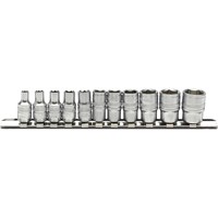 Draper 11 Piece 1/4" Drive Hex Socket Set Imperial on Rail