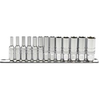Draper Expert 13 Piece 1/4" Drive Deep Hex Socket Set Metric on Rail