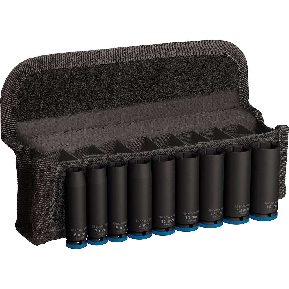 Bosch PRO 9 Piece 1/4" Drive Deep Hexagon Impact Socket Set 1/4"