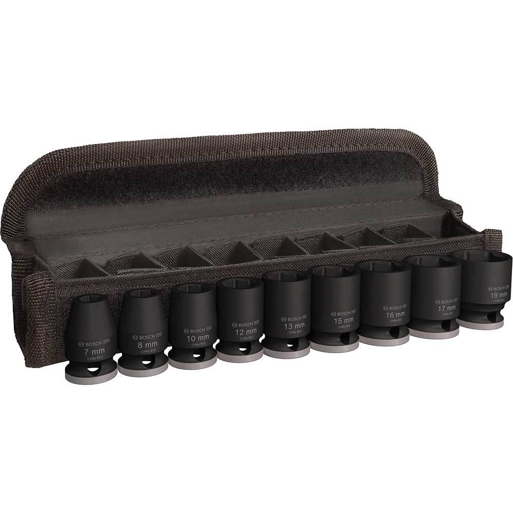 Bosch PRO 9 Piece 3/8" Drive Hexagon Impact Socket Set 3/8"