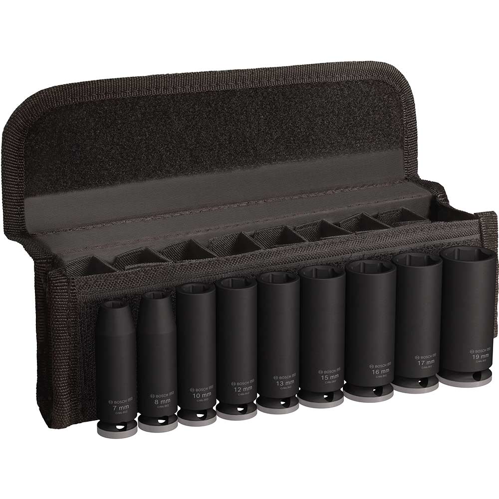 Bosch PRO 9 Piece 3/8" Drive Deep Hexagon Impact Socket Set 3/8"