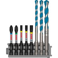Bosch 8 Piece Impact Screwdriver and Multi Construction Drill Bit Set Bosch 8 Piece Impact Screwdriver and Multi Construction Drill Bit Set