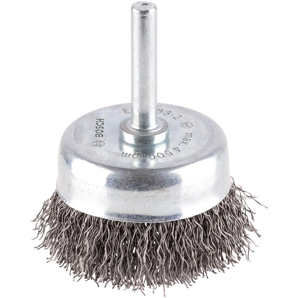 Bosch 0.3mm Crimped Steel Wire Brush 50mm 6mm Shank