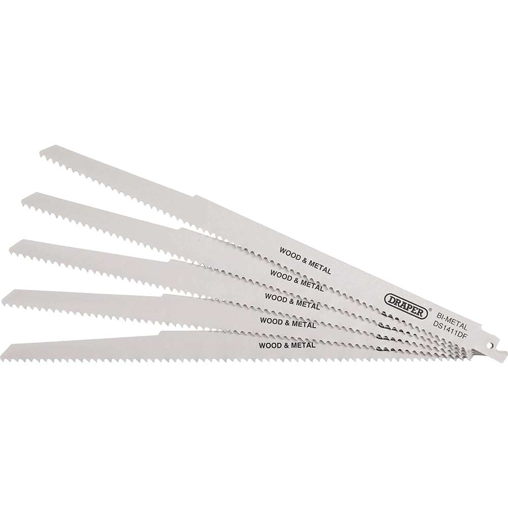 Draper Bi-Metal Multi-Purpose Reciprocating Sabre Saw Blades 300Mm Pack Of Size 5