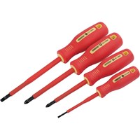 Draper 4 Piece VDE Insulated Pozi and Slotted Screwdriver Set