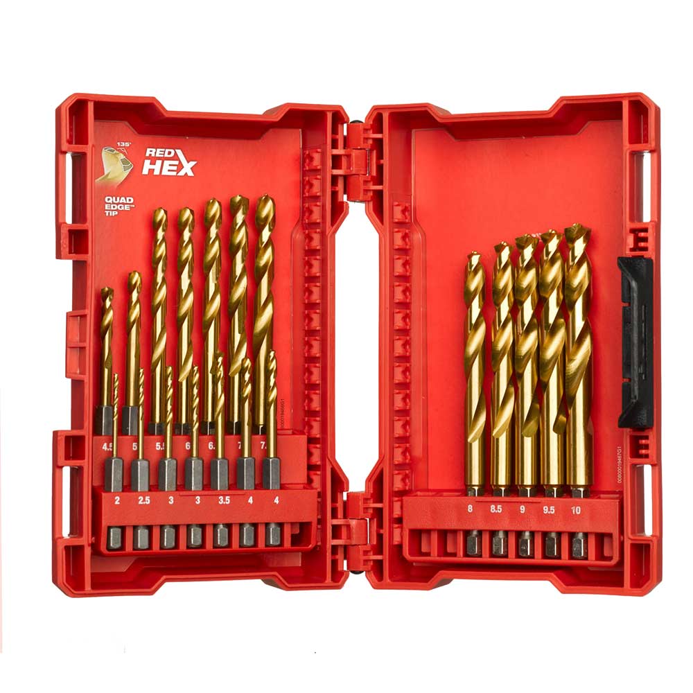 Milwaukee 19 Piece HSS Shockwave Red Hex Impact Drill Bit Set HSS