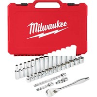Milwaukee 32 Piece 3/8” Drive Ratchet and Socket Set Metric Milwaukee 32 Piece 3/8” Drive Ratchet and Socket Set Metric