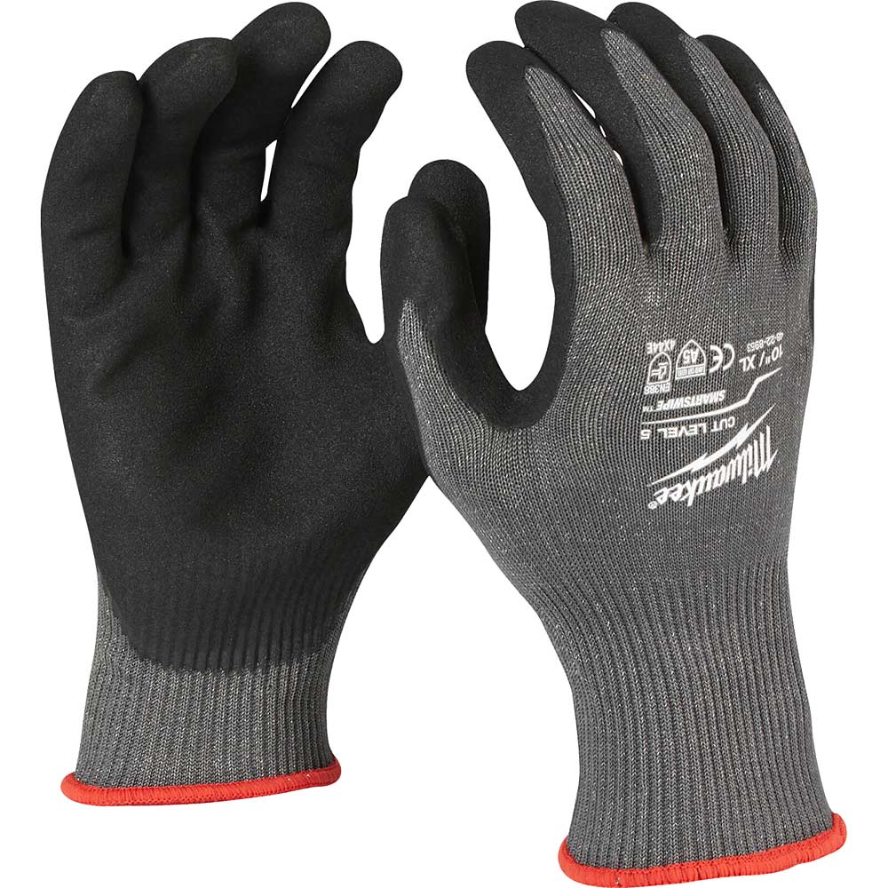 Milwaukee Cut Level 5 Dipped Work Gloves - Black / Grey Cut Level: E, Size 2XL Pack Quantity: 1