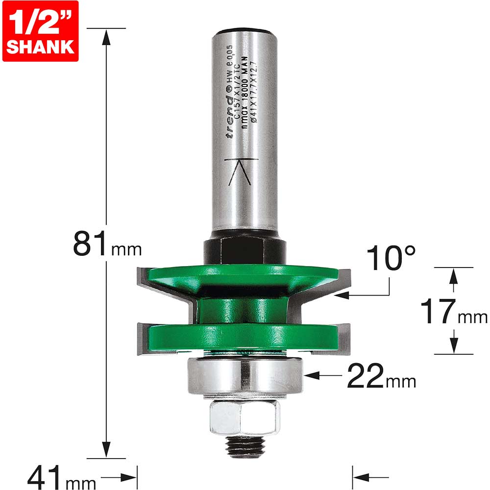 Trend CRAFTPRO Bearing Guided Combination Raised Bevel Router Cutter ...