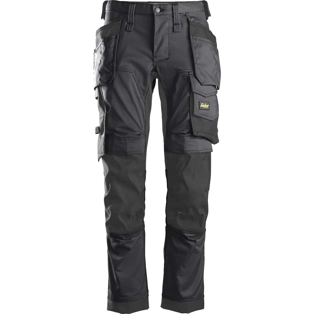 Snickers Men's Grey 6241 Allround Work Stretch Slim Fit Trousers Holster Pockets 36" 32" Size 36