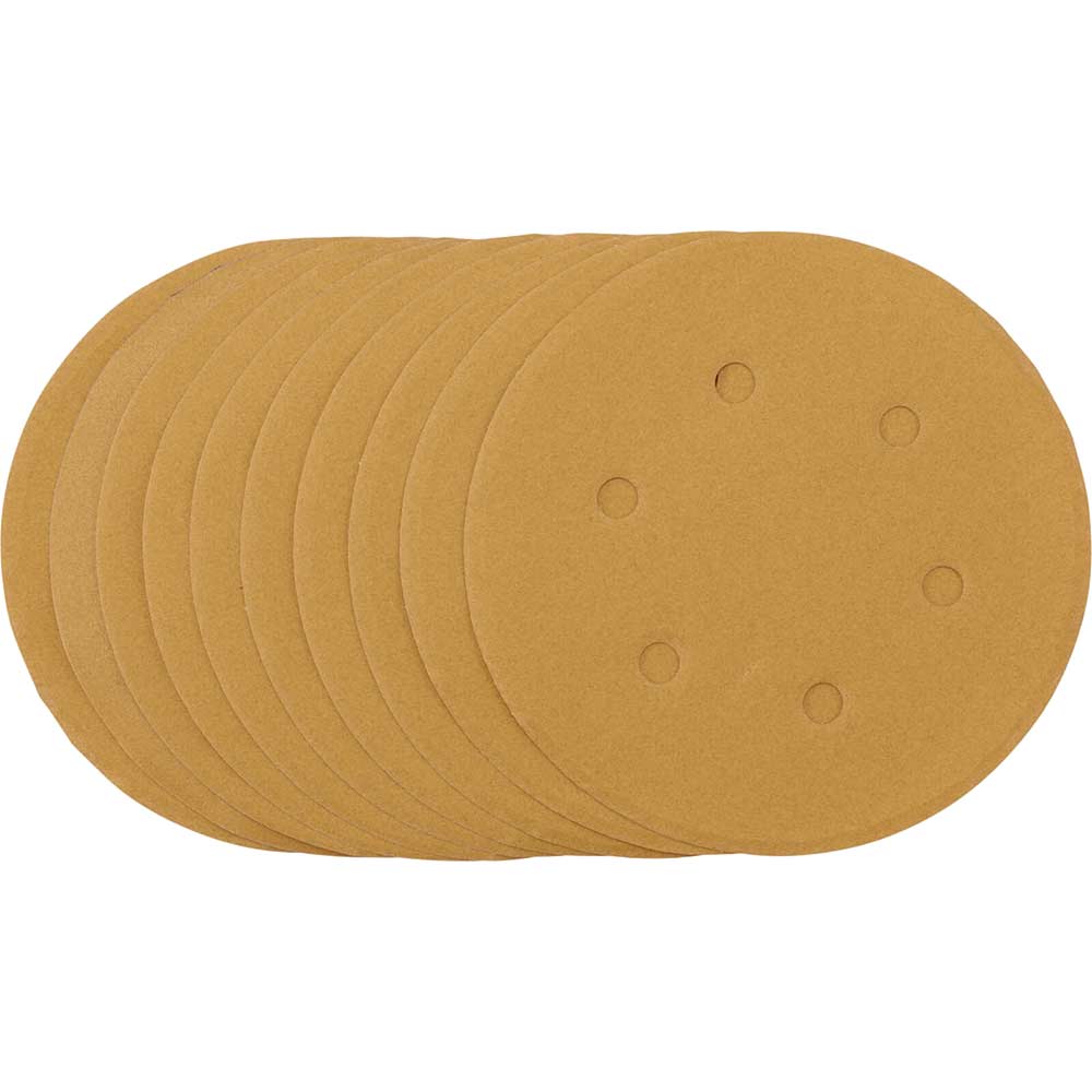 Draper Gold Hook And Loop Sanding Discs 150Mm 150Mm Pack Of 10 240G