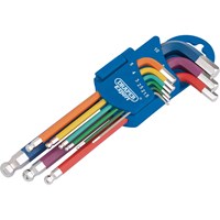 Draper 9 piece Metric Coloured Extra Long Ball End Key Set
