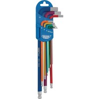 Draper 9 Piece Metric Coloured Extra Long Ball End Key Set