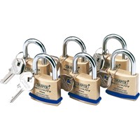 Draper Solid Brass Padlock Pack of 6 Keyed Alike Draper Solid Brass Padlock Pack of 6 Keyed Alike