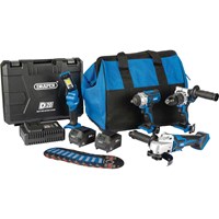 Draper D20 20v Cordless 4 Piece Workshop Power Tool Kit Draper D20 20v Cordless 4 Piece Workshop Power Tool Kit