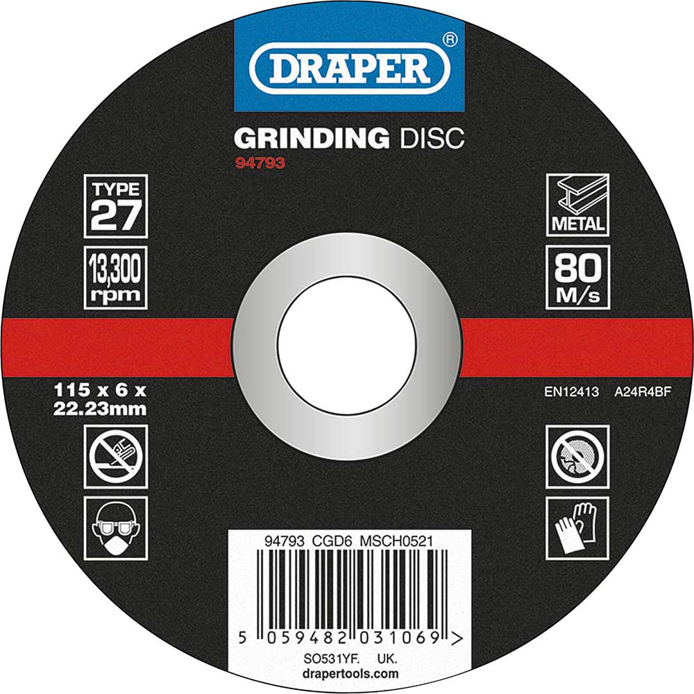 Draper Dpc Depressed Centre Metal Grinding Disc Size 27