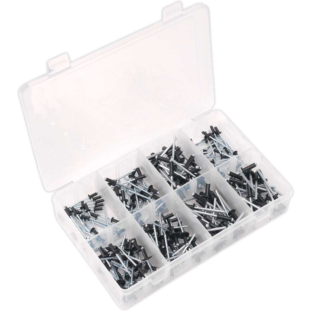 Sealey Black 200 Piece Anodised Rivet Assortment Extra Large