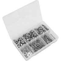Sealey 500 Piece Stainless Steel Nut and Washer Assortment M5 - M10 Sealey 500 Piece Stainless Steel Nut and Washer Assortment M5 - M10