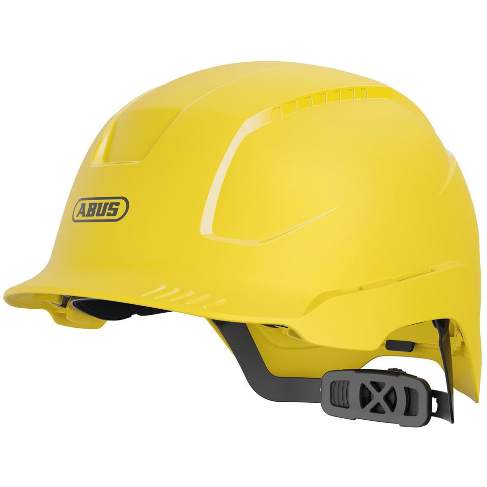 Abus SCATOR-E Non Vented Safety Helmet - Yellow Electrical protection (DC): Up to 1,500V Electrical protection (AC): Up to 1,000V Shell material: ABS Suspension: 6-point textile Euroslot, Size 30mm