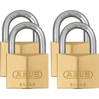 Abus 65 Series Compact Brass Padlock Pack of 4 Keyed Alike Abus 65 Series Compact Brass Padlock Pack of 4 Keyed Alike