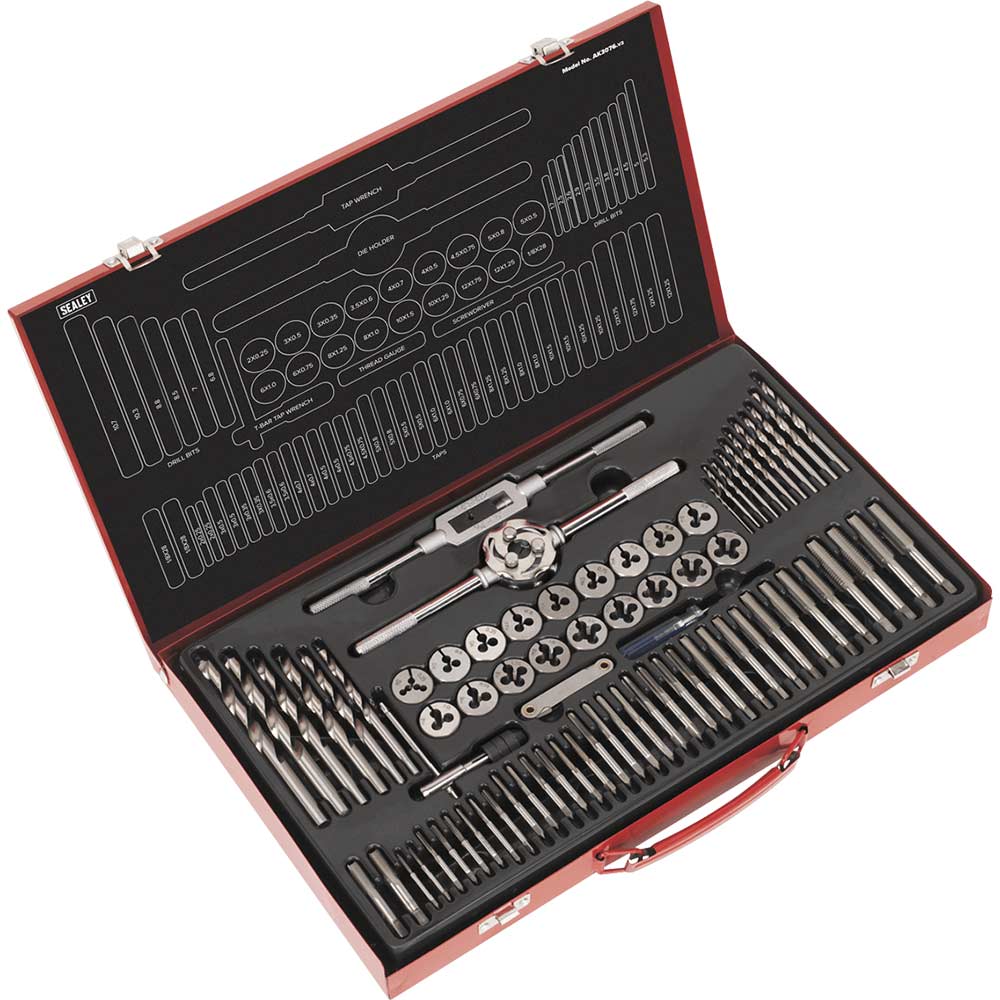 Sealey Ak3076 76 Piece Tap And Split Die Set Metric Size 3