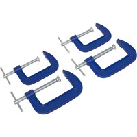 Sealey 4 Piece 75mm and 100mm G Clamp Set Sealey 4 Piece 75mm and 100mm G Clamp Set