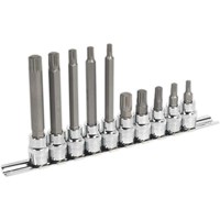 Sealey 10 Piece 3/8" Drive Spline Socket Bit Set Sealey 10 Piece 3/8" Drive Spline Socket Bit Set