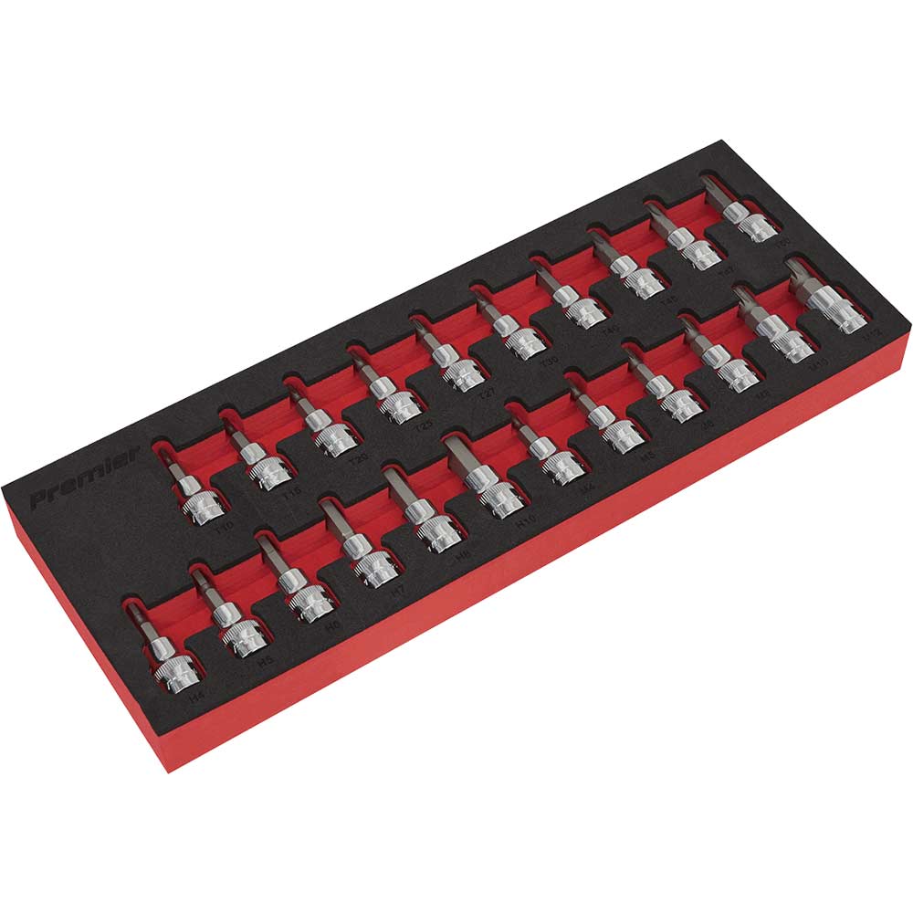 Sealey Torx/Hex/Spline Socket Bit Set 22Pc 3/8"Sq Drive Size 22