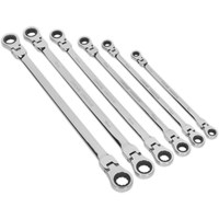 Sealey 6 Piece Extra Long Flexible Head Ratchet Ring Spanner Set Sealey 6 Piece Extra Long Flexible Head Ratchet Ring Spanner Set