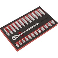 Sealey 25 Piece 3/8" Drive Ratchet Wrench and Socket Rail Set Sealey 25 Piece 3/8" Drive Ratchet Wrench and Socket Rail Set