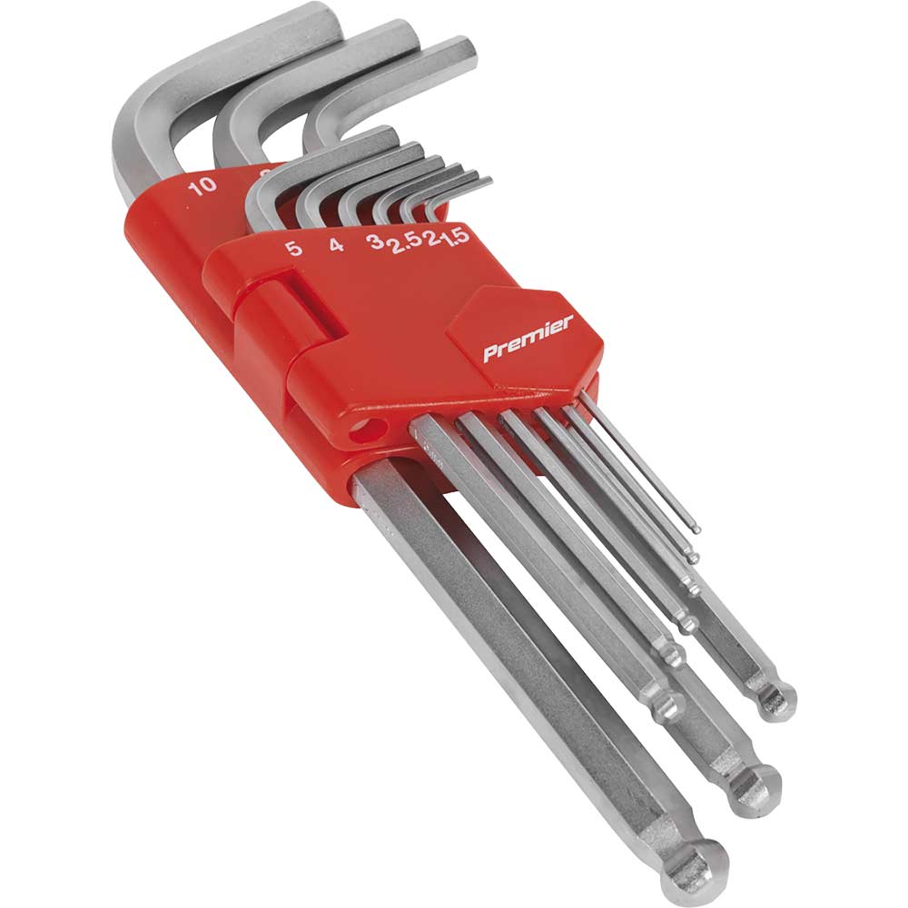 Sealey Piece Long Ball Ended Hexagon Allen Key Set Metric Size 9